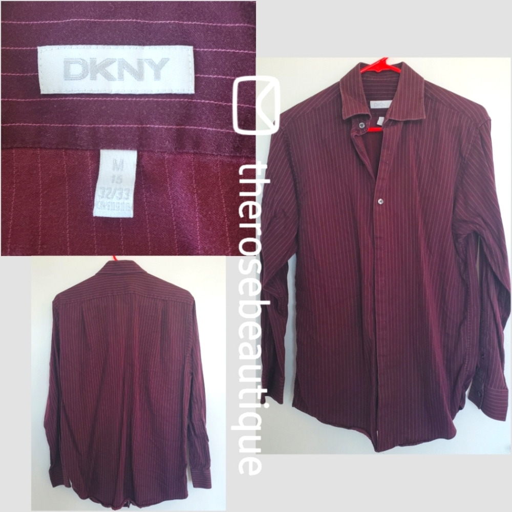 DKNY Wine Striped Dress Shirt